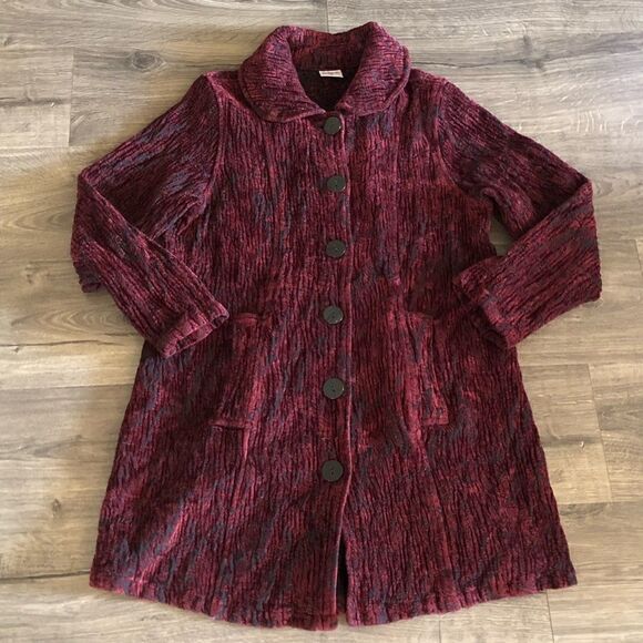 Vintage Jackets & Blazers - VINTAGE textured velvet button up jacket size S